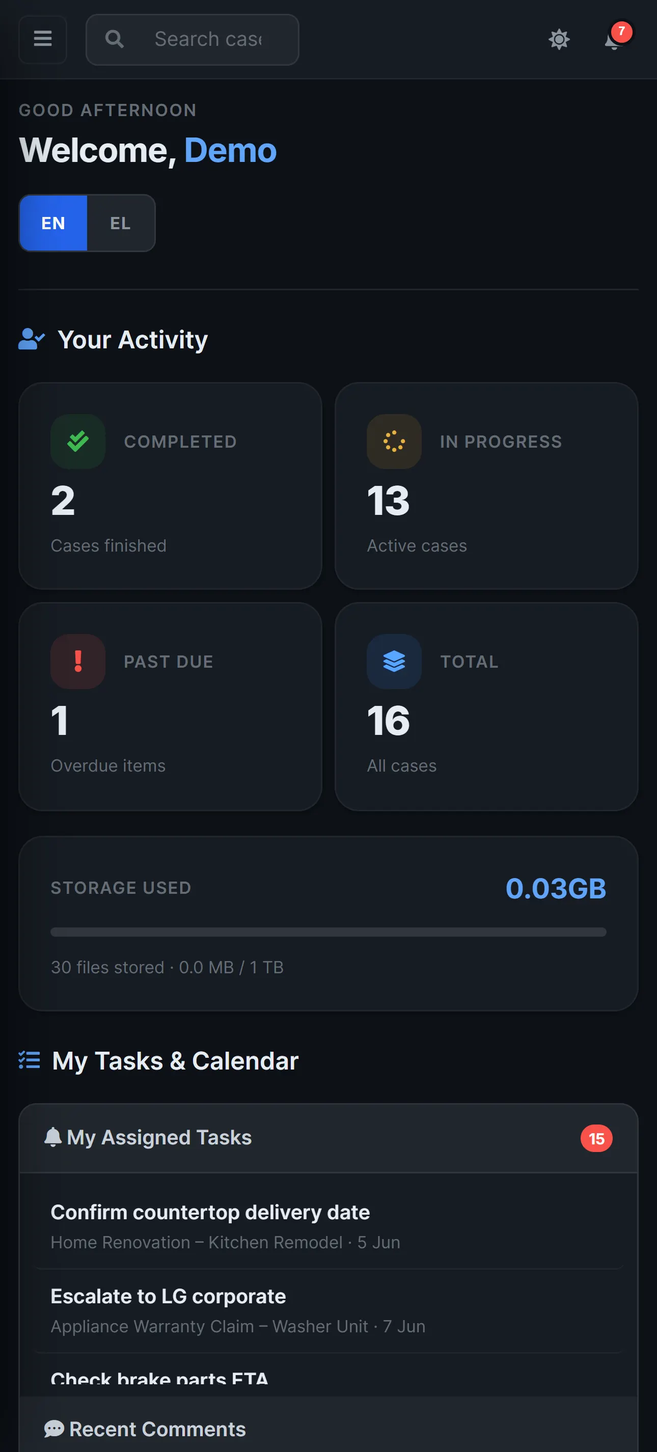 Dashboard dark mode