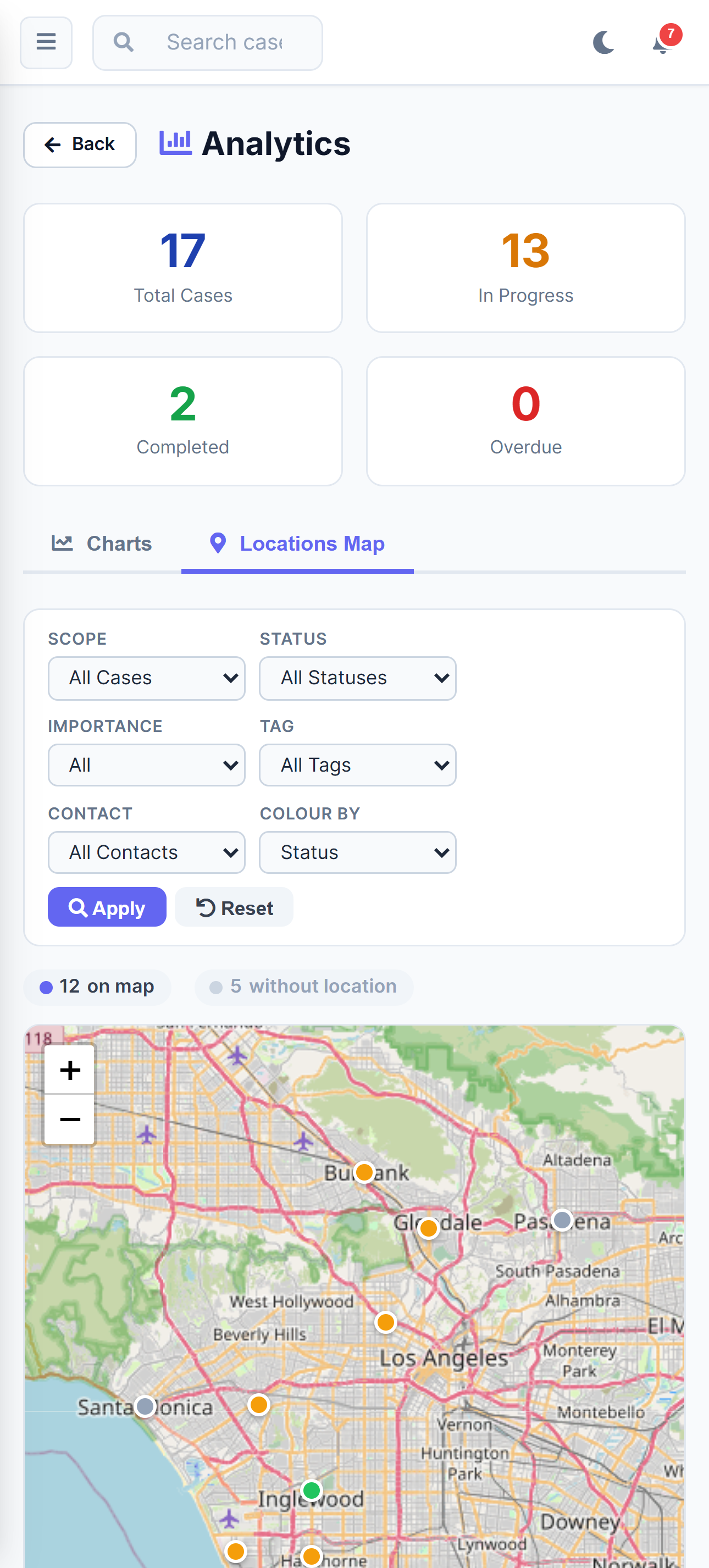 Herarx analytics map — mobile