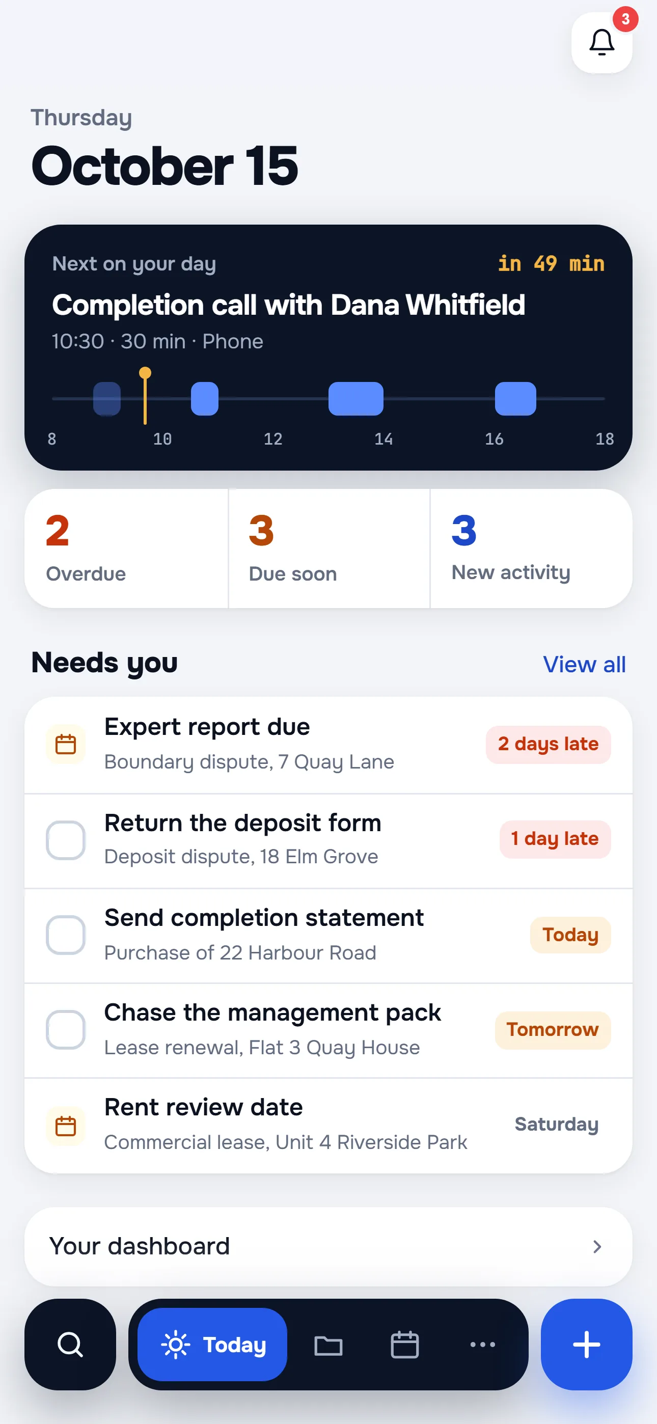 The Herarx dashboard on a phone, light theme